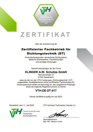 Zertifikat Dichtungstechnik